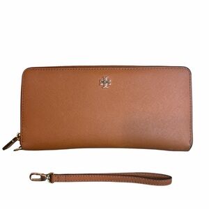 Tory Burch English Tan Saffiano Leather Wristlet Clutch